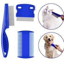 4 pezzi di guanti per rimozione dei peli e pettine antipulci e pidocchi in acciaio inossidabile, pettine per toelettatura animali domestici con denti tondi, piccolo strumento per rimozione dei peli, adatto per setole a doppia direzione, pulitore di peli per animali domestici di ogni tipo