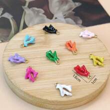 10pcs Fashionable Painted Metal Coral Shaped Pendants, DIY Jewelry Accessories For Earrings & Necklaces