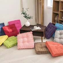Meditation Floor Square Pillow For Seating On Floor Solid Tufted Thick Pad Cushion For Yoga Balcony Chair Seat Cushions - purple - 查看 4