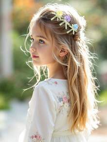 10pcs Girls Colorful Fabric Tulips Hair Clips,Alligator Clips Hairpins,Fashion Hair Accessories For Kids Toddlers Summer Gifts - Multicolor - View 2