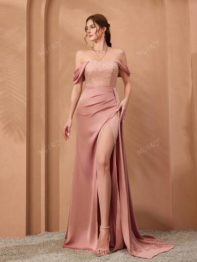 Mgiacy,New Arrival,High Neck,Embroidery,High-End,Evening Gown Dress,Float Piece,High Slit,Package Hip,Mermaid Hem Dress,FOR,Dinner Party