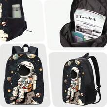 Cute Astronaut Pattern Pen Case, Meal Bag Combination Set, Suitable For All Occasions, Comfortable Adjustable Shoulder Strap, Multi-Functional, Perfect For Play, Perfect Gift, Back-To-School Season