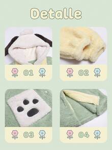 Bata de Invierno Mujer con Capucha de Pelo Coral - Diseño Animal Peludoso, Ultra Caliente y Transpirable para Fiesta de Pijamas - Verde - Ver 6