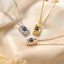 Custom Necklace With Picture Inside Personalized Photo Projection Necklace Camera Pendent Necklace Customized Picture Memorial Jewelry Gifts