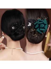 1pc ,Twisty Hair Clips, Hair Clips, Hair Accessories, Lazy Person's Bun Hairstyle, Hair Magic Tool, Women's Bow Hair Accessory, Shiny Water Diamond Twisty Hair Clips, Suitable For Women's Retro Hairstyles