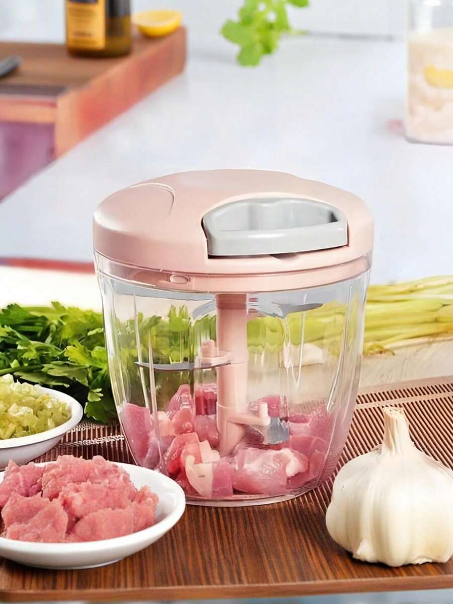 1/2-funkcyjny ręczny siekacz do żywności, robot kuchenny z uchwytem i pokrywką, narzędzie do krojenia warzyw, wielofunkcyjna niszczarka do użytku domowego, krajalnica i tarka (z koszykiem odpływowym), prasa do czosnku, maszynka do mielenia, idealny prezent do kuchni, łatwy w obsłudze, prosty do płukania, do przygotowywania jedzenia dla niemowląt, do mielenia mięsa, ostre ostrza. - Maszyna do losowej sałatki czosnkowej 279-5 - Zobacz 1