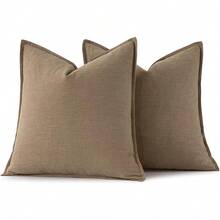 Local Delivery- Decorative Linen Pillow Covers 18x18 Inch Natural Beige ​Boho Farmhouse​ ​Neutral Couch Throw Pillows For Bed Pack Of 2 Accent Outdoor Pillowcase Modern Sofa Cushion Livingroom Home Decor - 卡其色 - 查看 6