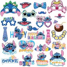 Disney 16/22/25 piezas, decoraciones de tema de dibujos animados de Disney para decorar pasteles de cumpleaños, tarjetas, suministros para fiestas, adornos, decoraciones de Frozen, decoraciones de cumpleaños > adornos para decorar pasteles, insertos para jarrones de la fiesta de Stitch, decoración de mesa de fiesta