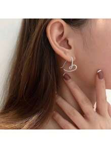 Heart Design Cuff Hoop Earrings