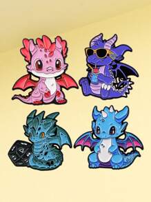 4-5Pcs Cute Enamel Pins Metal Cartoon Pterosaur Brooch Backpack Hat Bag Collar Lapel Badges Kids Fashion Jewelry Collection Gift