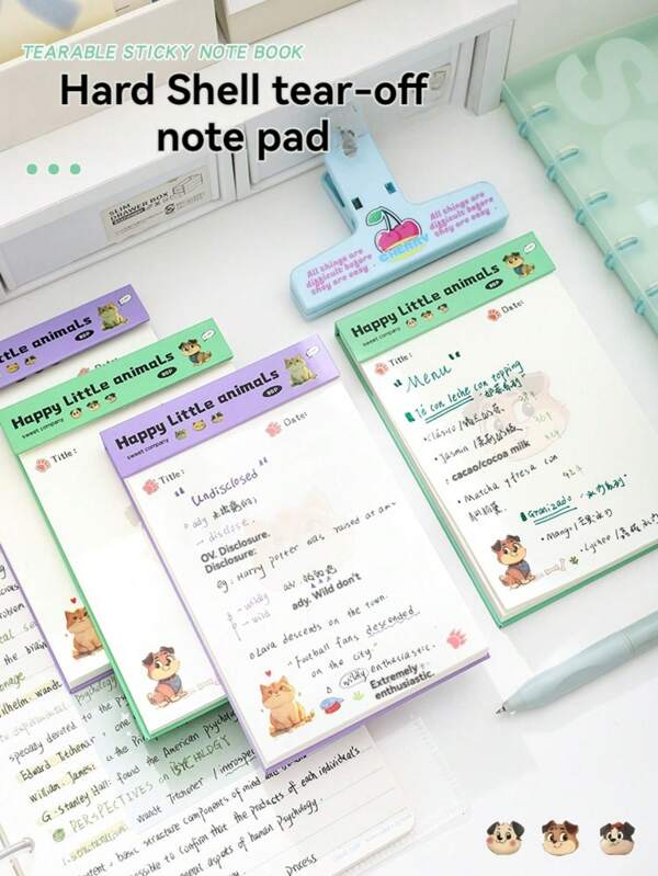 1pc Hard Cover Tearable Note Pad 80 Sheets With Easy Tear Cord Suitable For Schools, Offices, School Supplies, Notebooks, Aesthetics School Supplies,School Supplies,Back To School