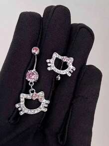 New Style No Piercing Fake Navel Ring, 316 Stainless Steel Multi-Style Pendant With Rhinestone Navel Clip-On Earrings
