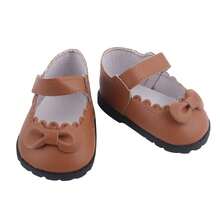 1 Pair Doll Shoes, Solid Color Bowknot Flat Leather Shoes With Round Edging, Hook And Loop Closure, Soft Leather Material, Suitable For 22 Inch/55cm Reborn Baby Dolls, Girls 3+ Years Old, Student, Doll Accessories, Holiday Party, Birthday Gift - SH-0220 - View 5