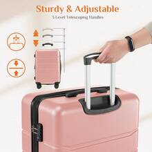Sweetcrispy Carry On Luggage, Hard Shell ABS, Double Spinner Wheels Lightweight Suitcase TSA Lock 3-PCS Set (20/24/28 Inch), Luggage Set - 粉色 - 查看 10