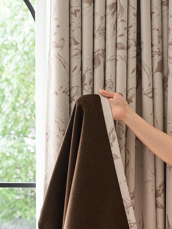 1pc Solid Color Modern Coated Blackout Curtain, Rod Pocket Design, Suitable For Living Room And Bedroom - Sheer And Blackout Curtain, Living Room Curtain, Bedroom Curtain, 100g Fabric Weight