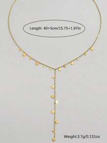 Collar en forma de Y con pequeña estrella de plata de ley 925 elegante para mujeres, diseño minimalista personalizado de collar corto, regalo de lujo exclusivo para hermana, amiga, novia, joyería de uso diario