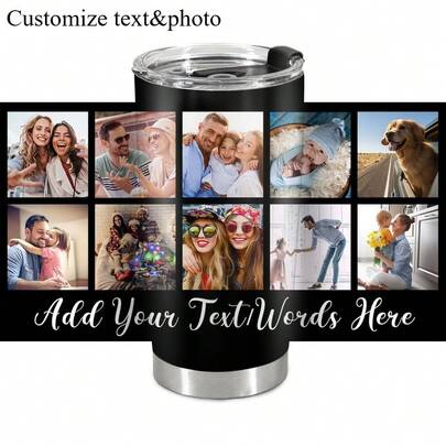 1Pc 20Oz Personalized Tumbler Custom Vacuum Insulated Travel Mug Customizable Coffee Cup With Your Photos And Text Christmas Birthday Gift