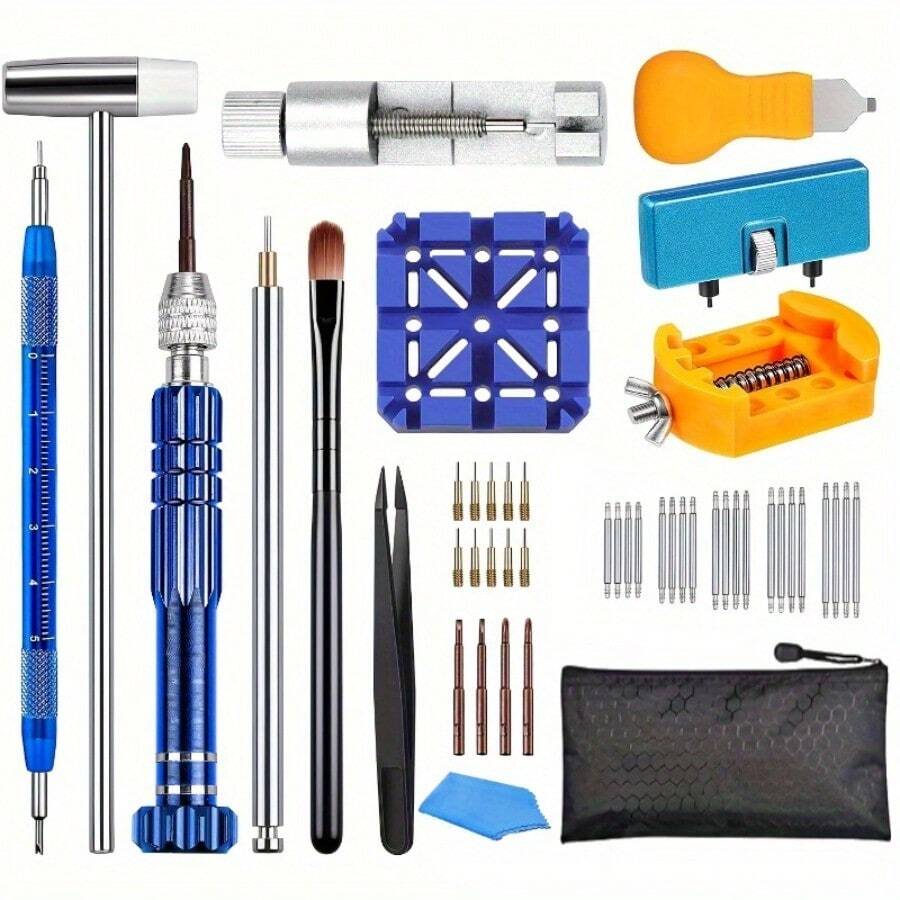 Watch Repair Kit, For Watch Battery Replacement & Watch Link Removal And Resizing & Watch Opener, Watch Repair Screwdriver Set, Watch Wrench Back Remover, Watch Cleaning, Spring Bar Tool