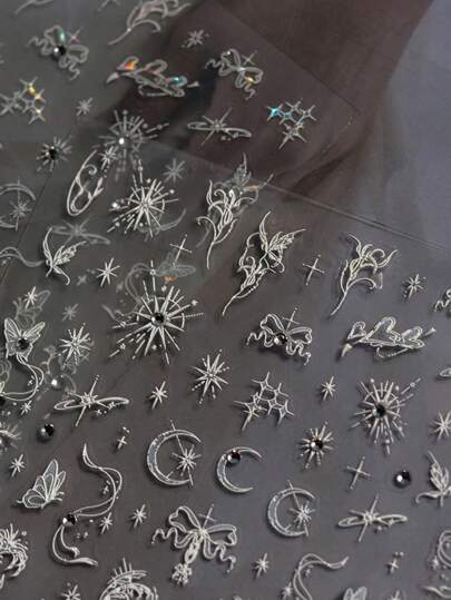 1 pièce Autocollant d'art pour ongles avec papillon en diamant 5D, décorations d'ongles avec papillon holographique, décalcomanies adhésives automatiques pour accessoires de Nail Art