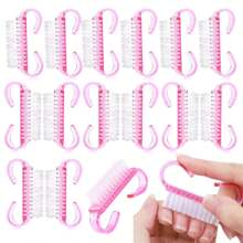 Plastic Handle Nail Cleaning Brush - Horn-Shaped Easy-To-Grip Nail Scrubbing Brush, Small Nail Cleaning Brush For Cleaning Toes And Nails - 粉色 - 查看 1