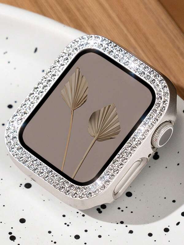 1pc Solid Frame Rhinestone Starry Protective Case Suitable For Apple Watch Ultra 3/2/1 Series SE, S10/S9/S8/7/S6/S5/S4/S3/S2/S1, Scratch-Resistant, Shockproof Starry Bezel Frame (No Screen Film), Embedded Crystal Jewelry Diamonds, Sparkly Decoration For Apple Watch Cases 38mm 40mm 41mm 42mm 44mm 45mm 46mm 49mm, High-End Luxurious Dazzling, Fashionable Young Lady Daily Outfit Accessory