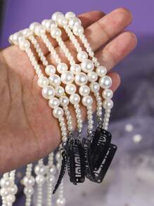 1pc/6pcs Faux Pearl Hair Clip Braiding Clips Long Hair Extension Chain DIY Accessories Fashion Hair Band Masquerade Accessories For Women, Head Chain, Head Pieces Jewelry