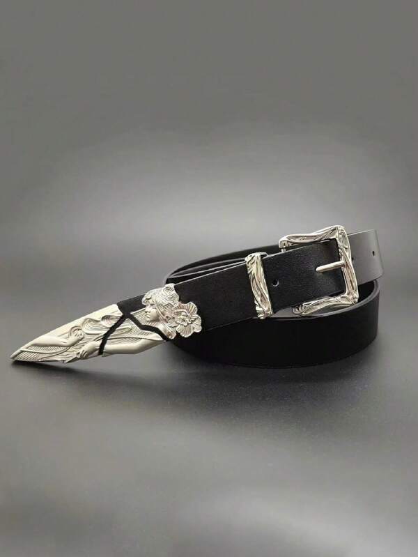 1 pièce Ceinture de style occidental en métal punk avec épée sculptée à la mode, ceinture  rétro design unisexe pour l'automne, l'automne et Halloween