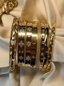 1 chiếc vòng tay sang trọng bằng thép không gỉ mạ vàng 18K chống nước dành cho nữ, thích hợp để đeo hàng ngày, đi nghỉ ở bãi biển, làm quà tặng - vòng đeo tay - Xem 8