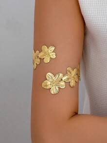 1pc Minimalist Geometric Petal Charm Bracelet, Suitable For Women Everyday Wear - Petal Armlet - View 2