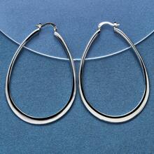 1 Pair Of 925 Pure Silver - Oval Pressed U-Shaped Ears - Hypoallergenic - Perfect For Casual Attire And Gifts - Perfect Jewelry - Mother's Day Gift
