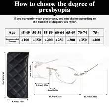 1 件时尚无框老花镜，带炫光斜边和金属镜腿，奢华女士电脑眼镜 - 金色的 - 查看 10