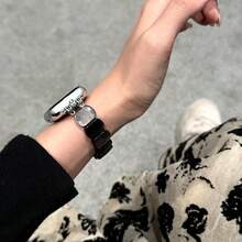 LuLuTom 1 件时尚天然大理石设计手链弹性表带，兼容 表带 Ultra/SE/S10/9/8/7/6/5/4/3/2/1，兼容 表带 38/40/41/42/44/45/46/49 毫米