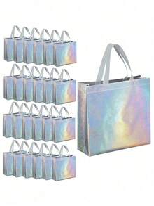 1 cái/5 cái/10 cái Túi tote quà tặng bằng bạc ba chiều có thể tái sử dụng có quai xách, thích hợp cho phù dâu, tiệc sinh nhật, đám cưới, tiệc độc thân, mua sắm, kỳ nghỉ, quà tặng Giáng sinh, quà tặng năm mới - Nhiều màu - Xem 1