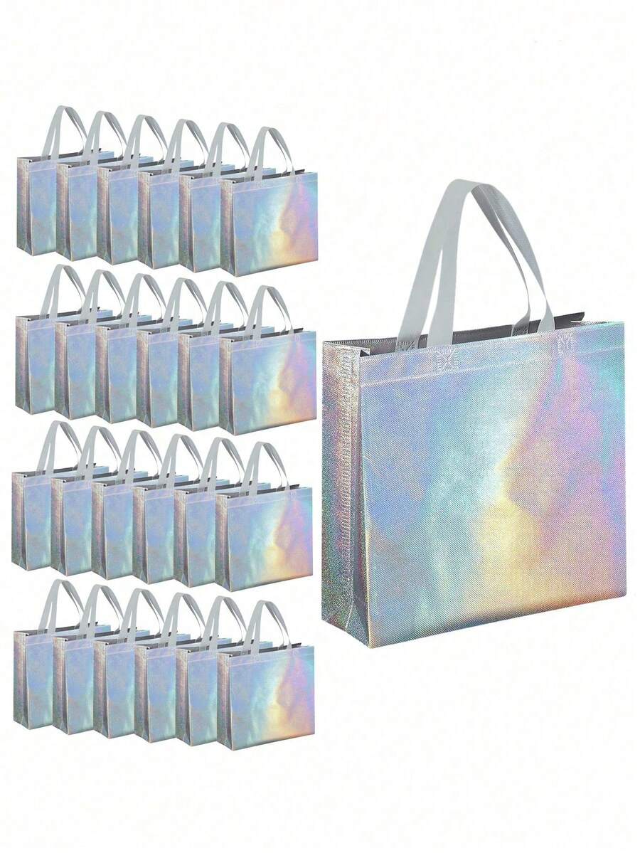 1 cái/5 cái/10 cái Túi tote quà tặng bằng bạc ba chiều có thể tái sử dụng có quai xách, thích hợp cho phù dâu, tiệc sinh nhật, đám cưới, tiệc độc thân, mua sắm, kỳ nghỉ, quà tặng Giáng sinh, quà tặng năm mới - Nhiều màu - Xem 1
