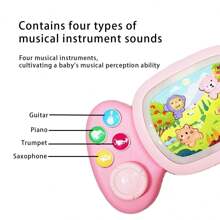 Brinquedo musical para bebês de 1 ano ou mais, brinquedos musicais e iluminados para crianças de 12 meses ou mais, instrumento de teclado com efeitos sonoros, brinquedos de piano com cérebro grande para o primeiro presente infantil