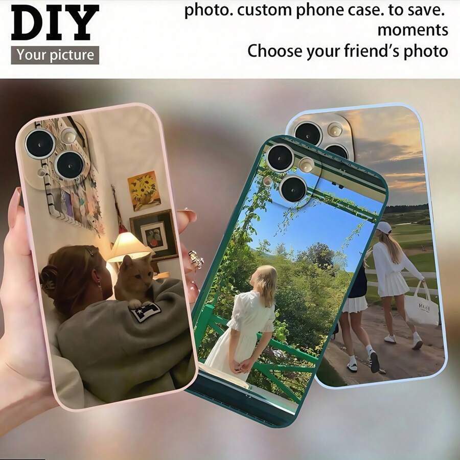 1 pieza de Funda de teléfono personalizada de TPU a prueba de golpes, color negro, apta para Apple 16/15/14/13/12/11 Plus Pro Max Pro, Galaxy, OPPO, Redmi, etc. Puede personalizarse como regalo para el Día de la Madre, Día del Padre, Acción de Gracias, cumpleaños para familiares/amigos/parejas