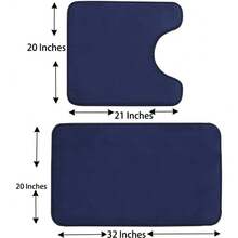 Local Delivery-Madeals Memory Foam Toilet Rug Set 3 Piece And Bathroom Mat With Toilet Lid Cover And Tank Cover Set Black - Navy Blue - View 2