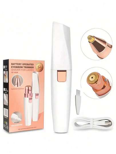 1pc Rechargeable 2-In-1 Women's Facial Hair Remover And Trimmer, With Depilator, Lip And Eyebrow Hair Removal Functions - Achieve Smooth, Flawless Skin In Minutes!