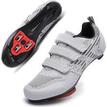 Unisex Road Bike Cycling Shoes Compatible With Peloten Shimono SPD Bike Riding Shoes For Men Women, 3 Straps, Pre-Installed Delta Cleats For Indoor Outdoor Cycling Biking - Grey - View 2