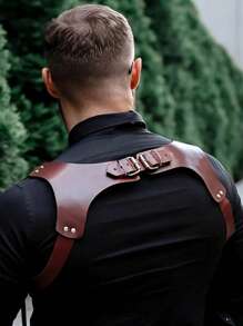 Fashion Men's Backpack, PU Leather Texture, Gothic Style Body Shaping, Easy To Match With Jeans, Daily Essentials