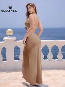 3 Pieces Bikini Set With Coverup Skirt Push Up Swimsuit 2025 Sexy Women Bathing Suits High Waist Beachwear Pink Beach Dress