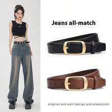 1pc Women's Casual And Business Fashion Versatile Belt, Suitable For Pairing With Jeans And Casual Pants Fall, Autumn, Halloween - Black - View 2