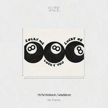 1pc Unframed, Lucky Me Lucky You Print, 8 Ball Wall Art, Playful Billiards Print, Retro Bar Cart Art, Black And White Art, Wall Decor, Canvas Art Living Room, Bedroom, Kitchen, Home Office, Cafe, Bar, Dorm, Hallway, Home And Room Decoration - Black and White - View 14