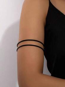 1 pièce Bracelet ouvert minimaliste à ligne géométrique pour femmes, bijou de couleur or pour un port quotidien