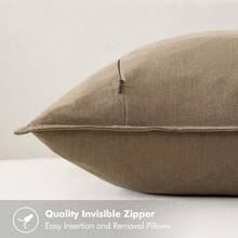 Local Delivery- Decorative Linen Pillow Covers 18x18 Inch Natural Beige ​Boho Farmhouse​ ​Neutral Couch Throw Pillows For Bed Pack Of 2 Accent Outdoor Pillowcase Modern Sofa Cushion Livingroom Home Decor - 卡其色 - 查看 3