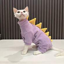 Sphynx Cat Clothes, Colorful Little Dinosaur Shaped Belly Warmer Outfit, Plush Fabric, Suitable For Hairless Cats