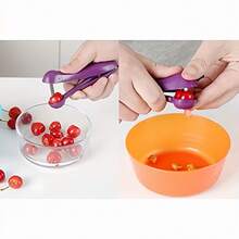 1pc Plastic Handheld Cherry Pitter, Quick Pit Remover, Fruit Processing Aid, Fast And Easy Cherry Extractor, Cherry, Red Date, Olive, Pomegranate, Hawthorn Pit Removal Tool. Comfortable Grip Design, Durable Plastic Handle - Purple - View 3