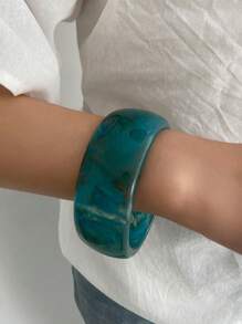 1pc Bohemian Retro Geometric Wide Resin Cuff Bracelet, Luxurious Holiday Party Jewelry Bracelet Gift For Women, Couples, Birthday, Versatile