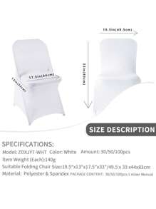 100pcs Chair Cover Polyester Spandex Chair Cover Stretch Cover For Wedding Party Dining Room Folding Chair Cover (Black, White)