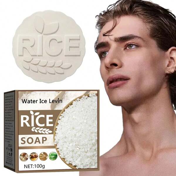 Reis-Shampoo-Seife Massage-Seife Handgemachte Seife für Gesicht und Bad, Tiefenreinigung, Peeling, Körperhaar-Feuchtigkeit